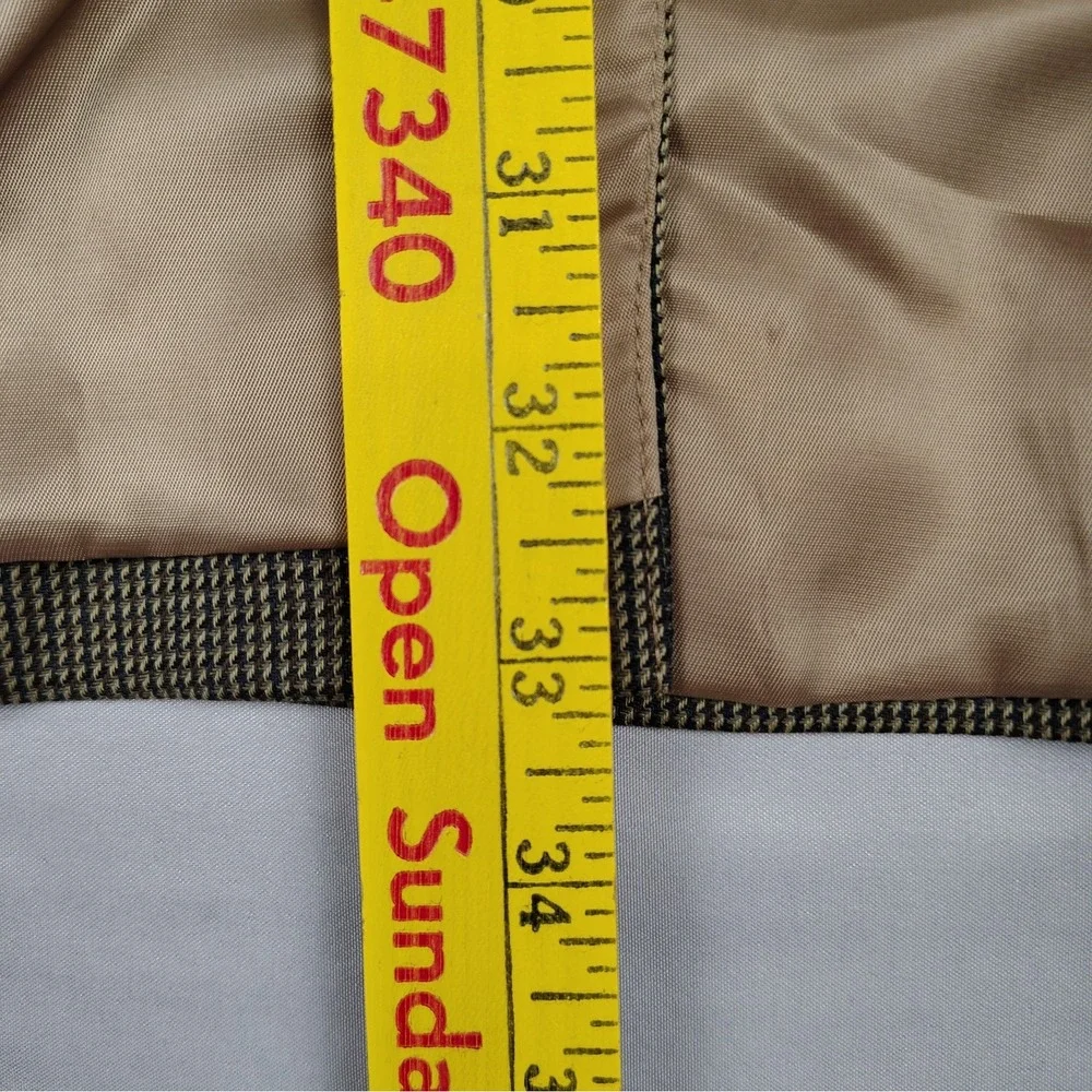 Chaps Sport Coat Mens 44L Brown Tan Check 100% Wool Two Button Blazer Jacket